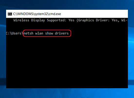 G&otilde; netsh wlan show drivers.